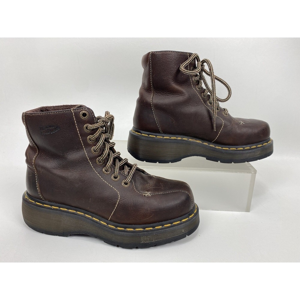 Dr Martens Mens Size 5 Womens 6 UK 4 EU 37 Brown Boots 3A55 2" Heel - Picture 3 of 9